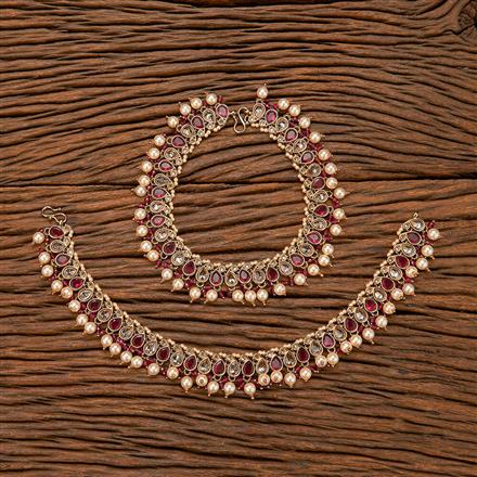 Antique Pearl Payal With Mehndi Plating