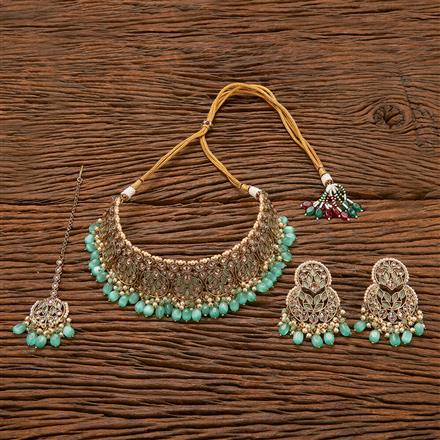 Antique Mukut Necklace With Mehndi Plating