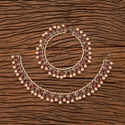 Antique Moti Payal With Mehndi Plating