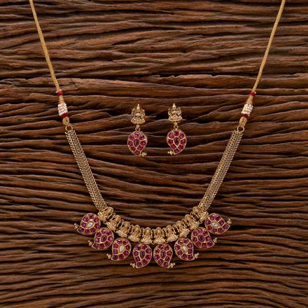 Antique South Indian Necklace With Matte Gold Plating