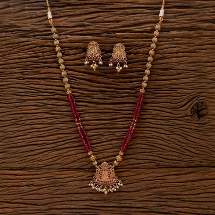 Antique South Indian Pendant Set With Matte Gold Plating