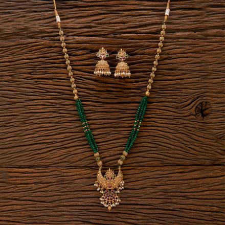 Antique Pearl Pendant Set With Matte Gold Plating