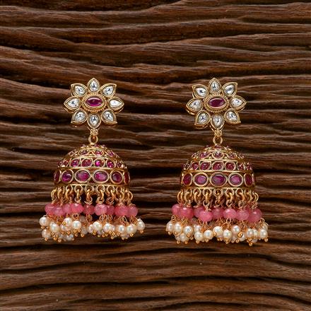 Antique Pearl Jhumki With Matte Gold Plating