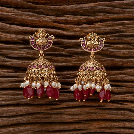 Antique South Indian Jhumki With Matte Gold Plating