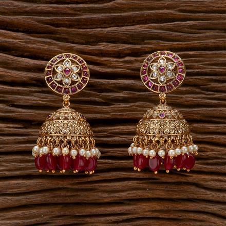 Antique Pearl Jhumki With Matte Gold Plating