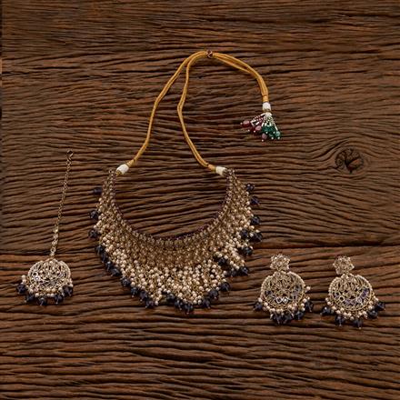 Antique Mukut Necklace With Mehndi Plating