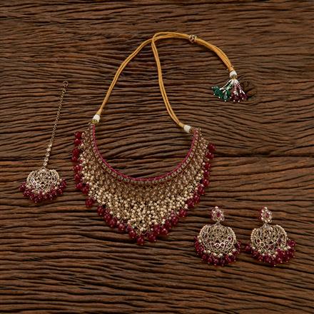 Antique Mukut Necklace With Mehndi Plating
