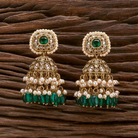 Buy Antique Moti Jhumki With Mehndi Plating 900229 Kanhai Jewels