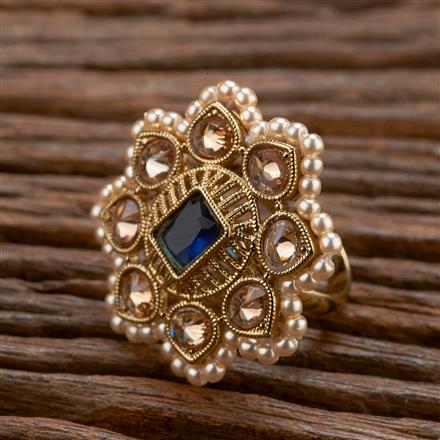 Antique Adjustable Ring With Mehndi Plating