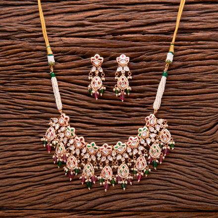 Kundan Moti Necklace With Rose Gold Plating