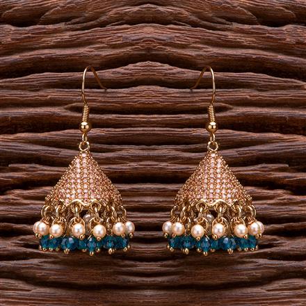 Antique Moti Jhumki With Mehndi Plating