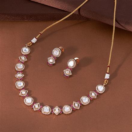 Kundan Classic Necklace With Rose Gold Plating
