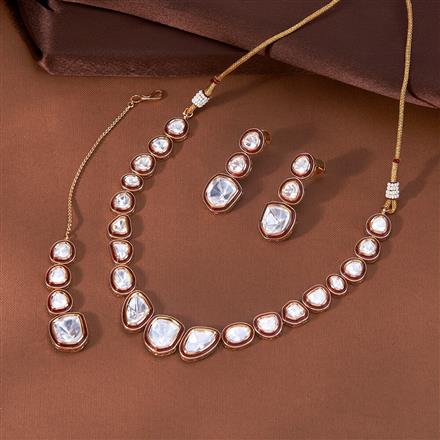Kundan Meenakari Necklace With Rose Gold Plating