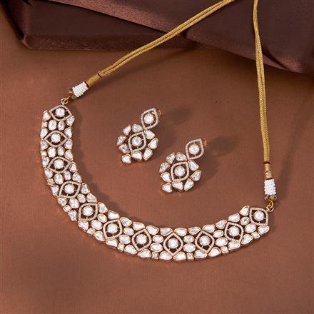 Kundan Classic Necklace With Rose Gold Plating