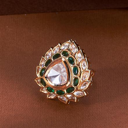Kundan Adjustable Ring With Rose Gold Plating