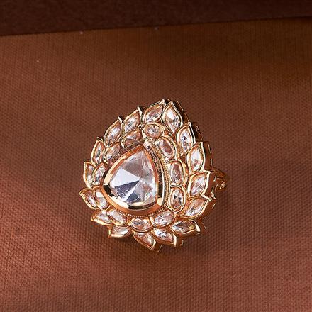 Kundan Adjustable Ring With Rose Gold Plating