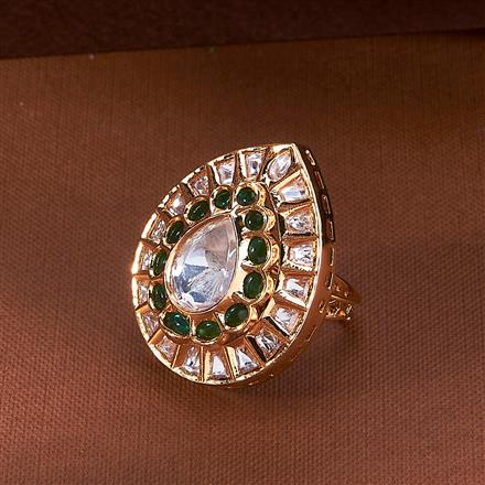 Kundan Adjustable Ring With Rose Gold Plating