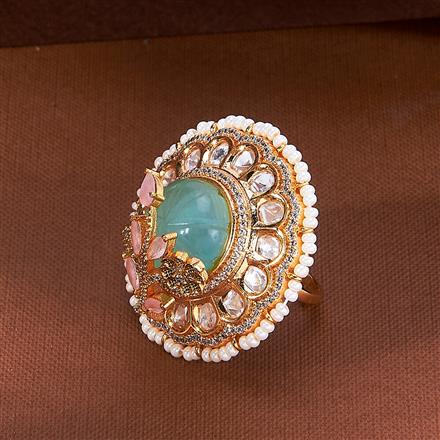 Kundan Adjustable Ring With Gold Plating