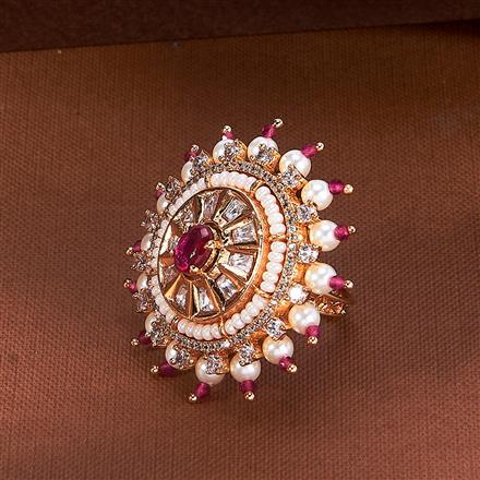 Kundan Adjustable Ring With Rose Gold Plating