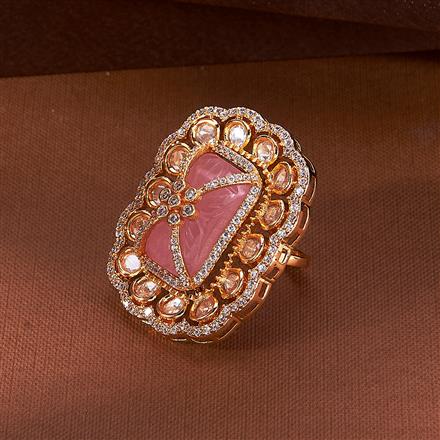 Kundan Adjustable Ring With Rose Gold Plating