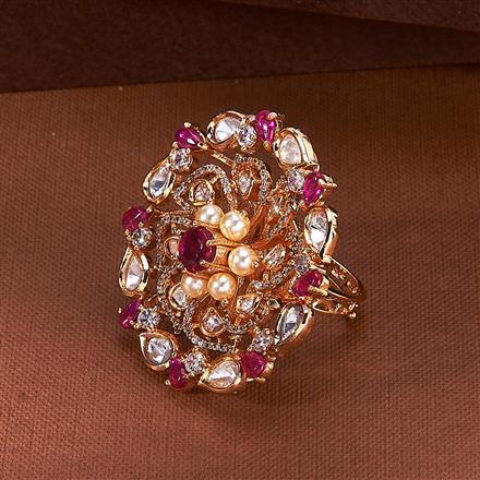 Kundan Adjustable Ring With Gold Plating