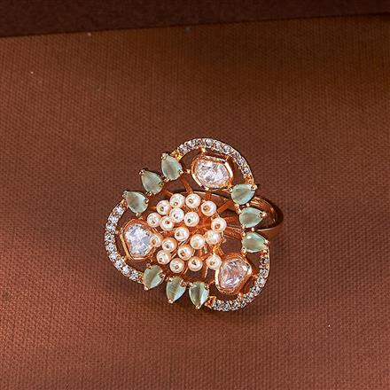Kundan Adjustable Ring With Rose Gold Plating