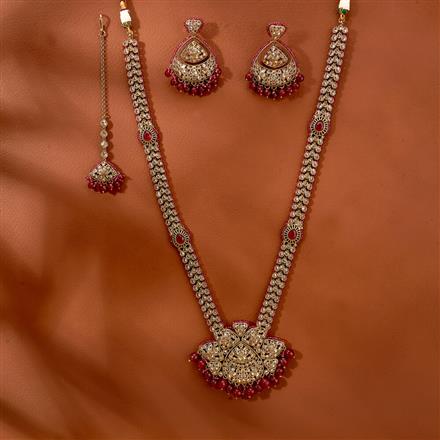 Antique Long Necklace With Mehndi Plating