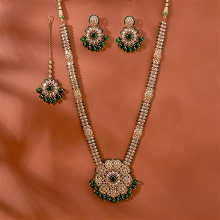 Antique Long Necklace With Mehndi Plating