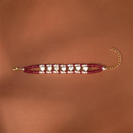 Kundan Adjustable Bracelet With Gold Plating