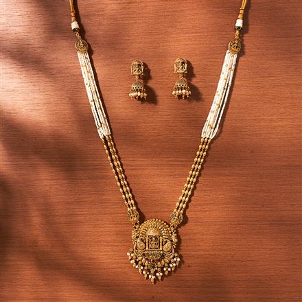 Antique Temple Necklace With Matte Gold Plating