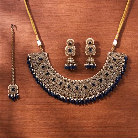 Antique Mukut Necklace With Mehndi Plating