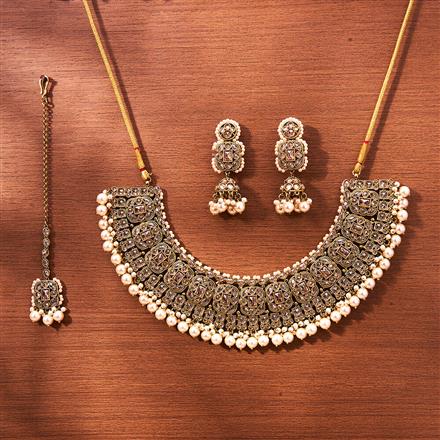 Antique Mukut Necklace With Mehndi Plating