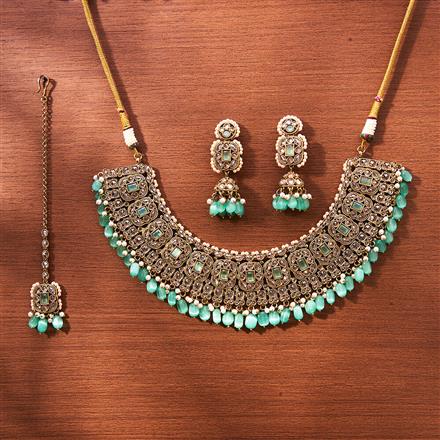 Antique Mukut Necklace With Mehndi Plating