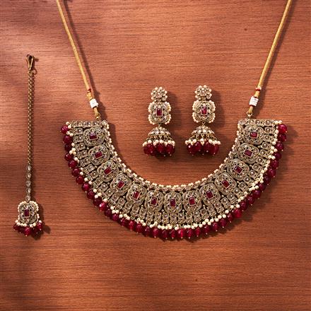 Antique Mukut Necklace With Mehndi Plating