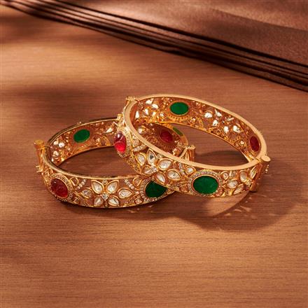 Kundan Classic Bangles With Gold Plating