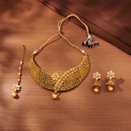 Antique Mukut Necklace With Gold Plating