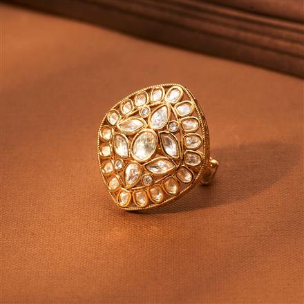 Kundan Adjustable Ring With Gold Plating