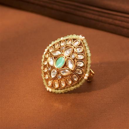Kundan Adjustable Ring With Gold Plating