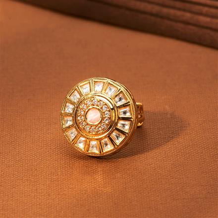 Kundan Adjustable Ring With Gold Plating