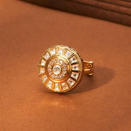 Kundan Adjustable Ring With Gold Plating