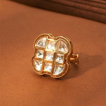 Kundan Adjustable Ring With Gold Plating