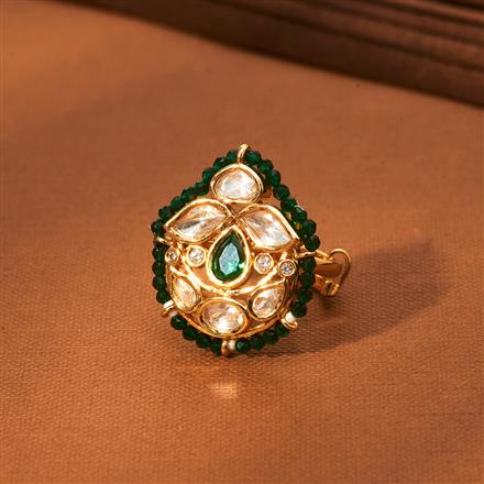 Kundan Adjustable Ring With Gold Plating