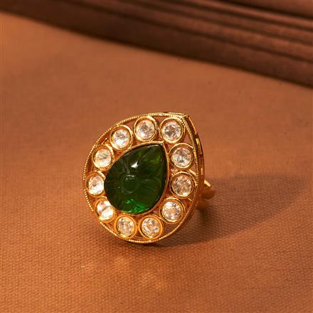 Kundan Adjustable Ring With Gold Plating