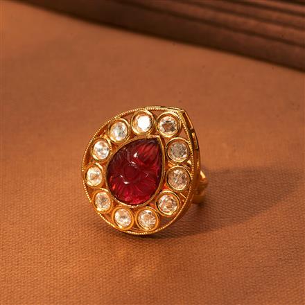 Kundan Adjustable Ring With Gold Plating