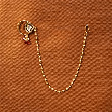 Kundan Pressing Nose Ring With Gold Plating