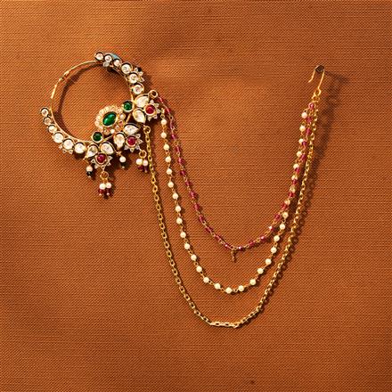 Kundan Pressing Nose Ring With Gold Plating