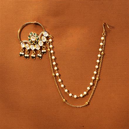 Kundan Pressing Nose Ring With Gold Plating