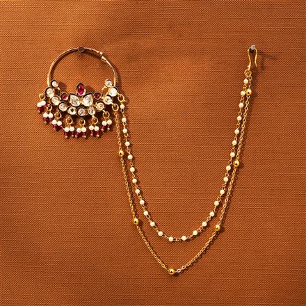 Kundan Pressing Nose Ring With Gold Plating
