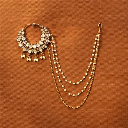 Kundan Pressing Nose Ring With Gold Plating