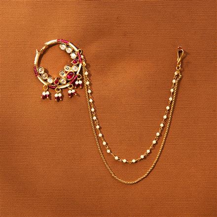 Kundan Pressing Nose Ring With Gold Plating